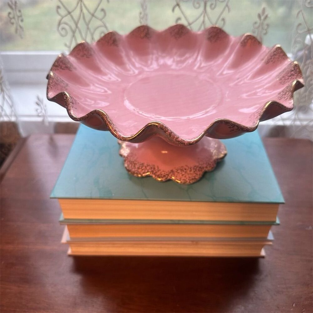 Mid-Century California Originals Pink Compote Vase 13" Vintage Decor